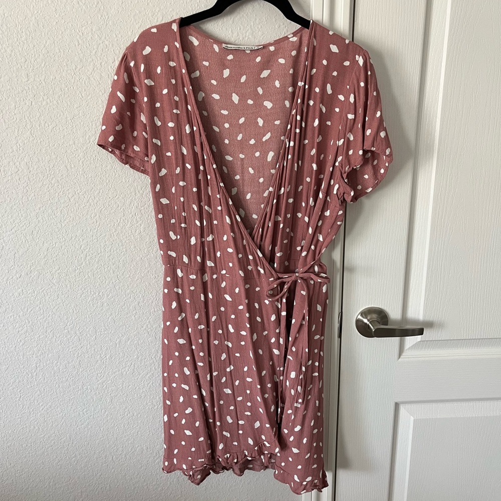 Abercrombie & Fitch Mauve Polka Dot Wrap Dress